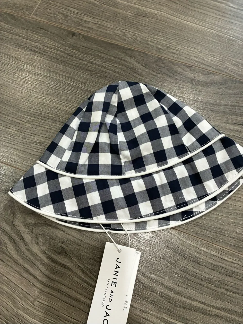 Janie and Jack Navy and White Gingham Bucket Hat